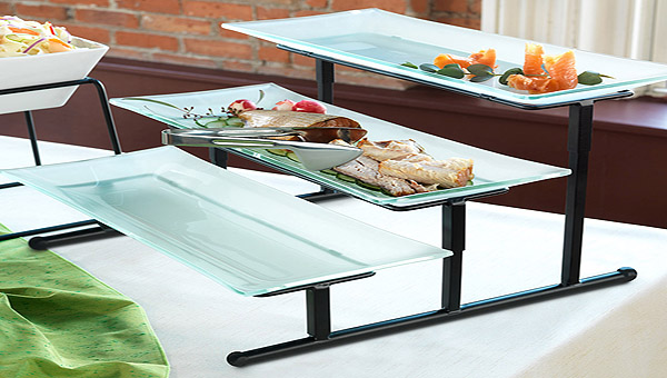 elegant three-tier buffet banquet stand from Libbey Foodservice