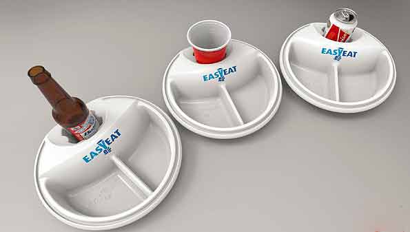 All in one food plus beverage plate from Easy Eat Plate