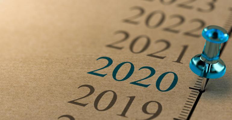 Calendar for 2020 with pushpin