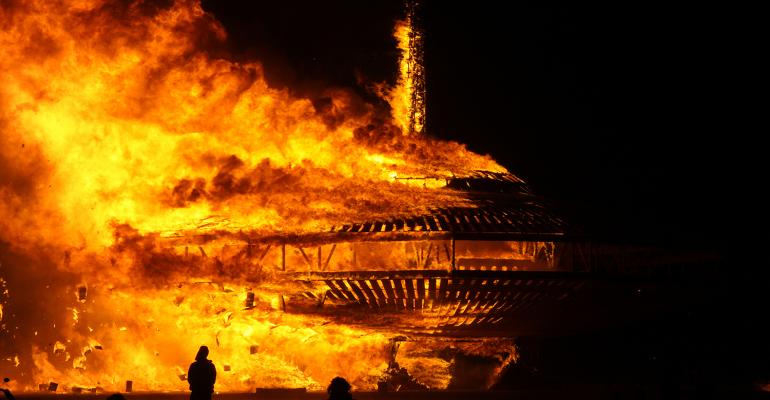 burning effigy at Burning Man
