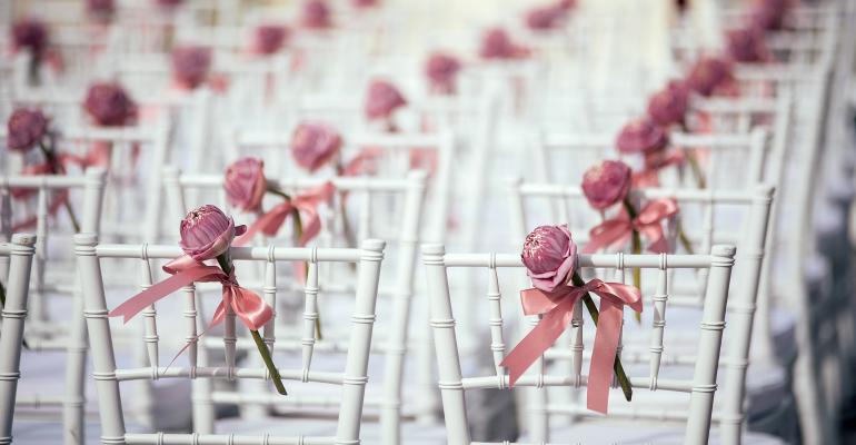 Rows of wedding chairs