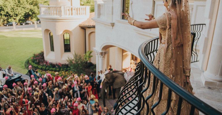 Bride on balcony