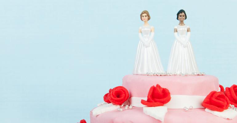 Two Brides Wedding Cake