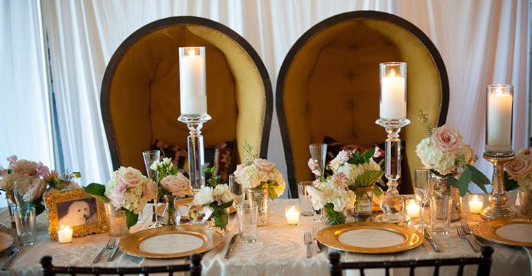 Sweetheart chairs for bridal couples