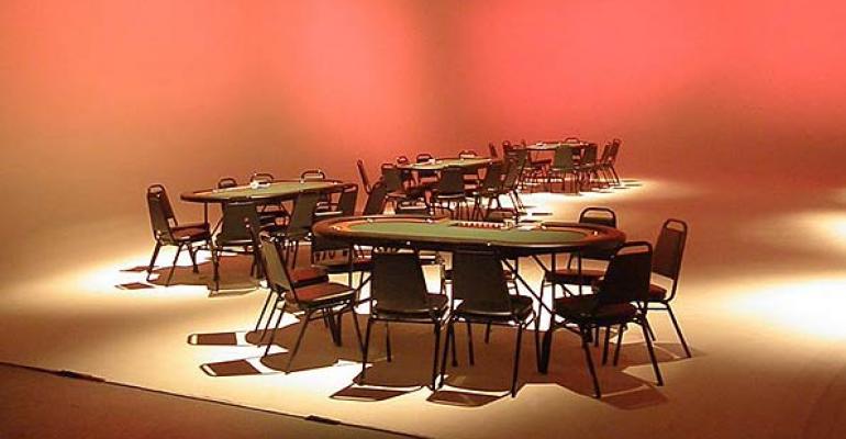 High-end Casino Game Tables, Reusable Signage Kits, Faux Burlap Table Linen