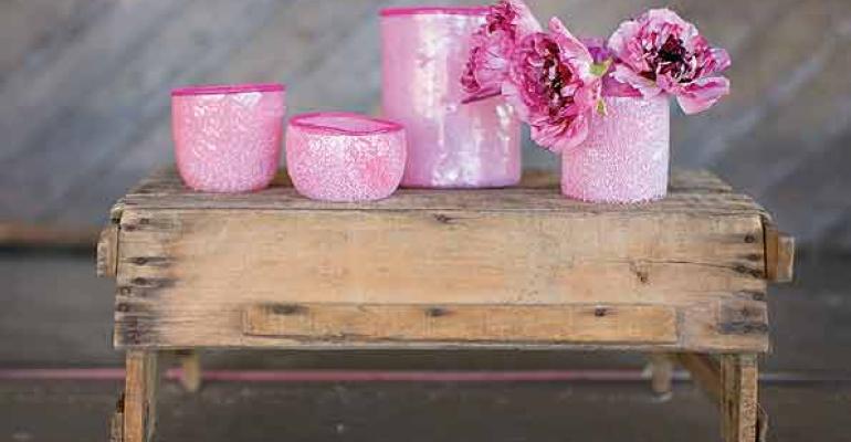Pretty pink votives and vases from Accent Decor