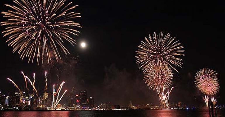 Fireworks over New York Harbor for Independence Day