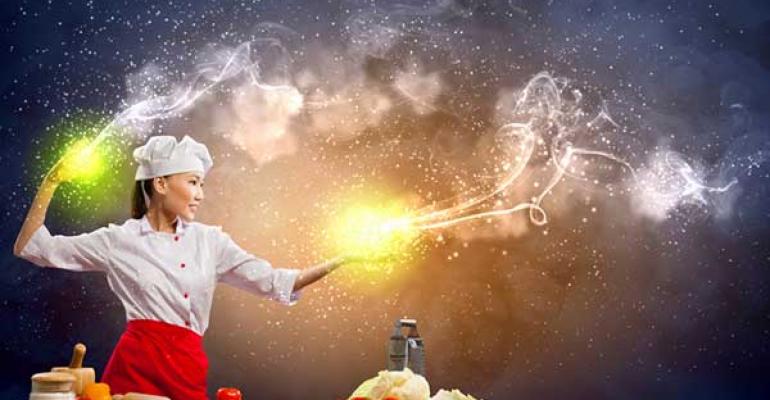 Chef cooks with magic