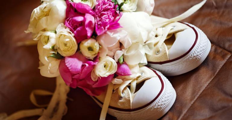 wedding bouquet with sneakers