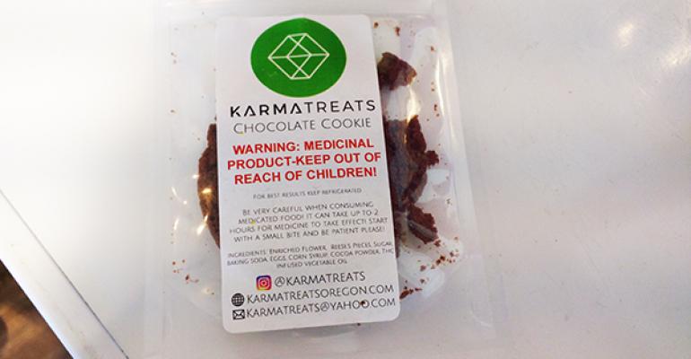 A cannabis chocolate cookie from KarmaTreats for sale at an Oregon dispensary