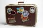 Suitcase with travel stickers